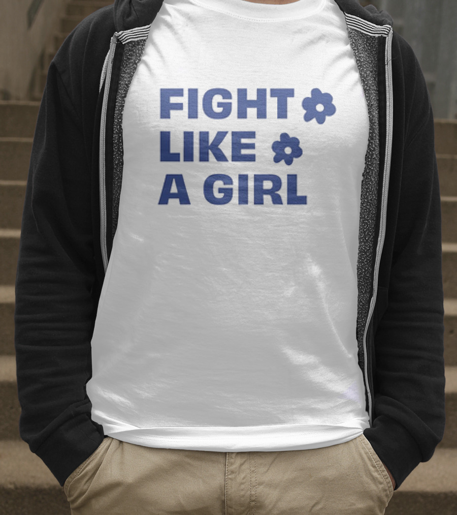 FIGHT LIKE A GIRL WITH FLOWER SYMBOLS T-Shirt