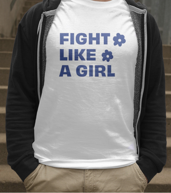 FIGHT LIKE A GIRL WITH FLOWER SYMBOLS T-Shirt