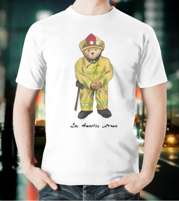 Firefighter Bear Standing In Uniform With Axe T-Shirt