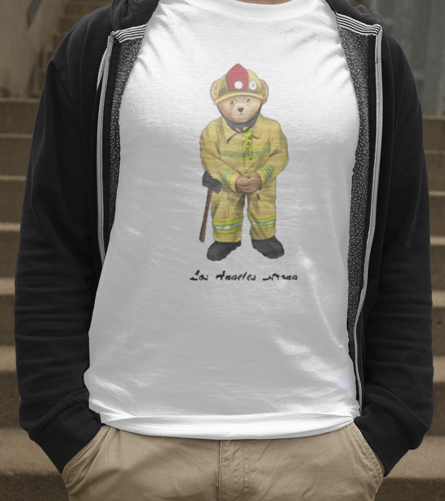 Firefighter Bear Standing In Uniform With Axe T-Shirt