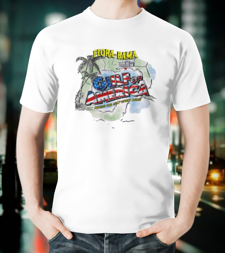 Flora-Bama Gulf Of America Making The Gulf Great Again 2025 Map Palms And House T-Shirt