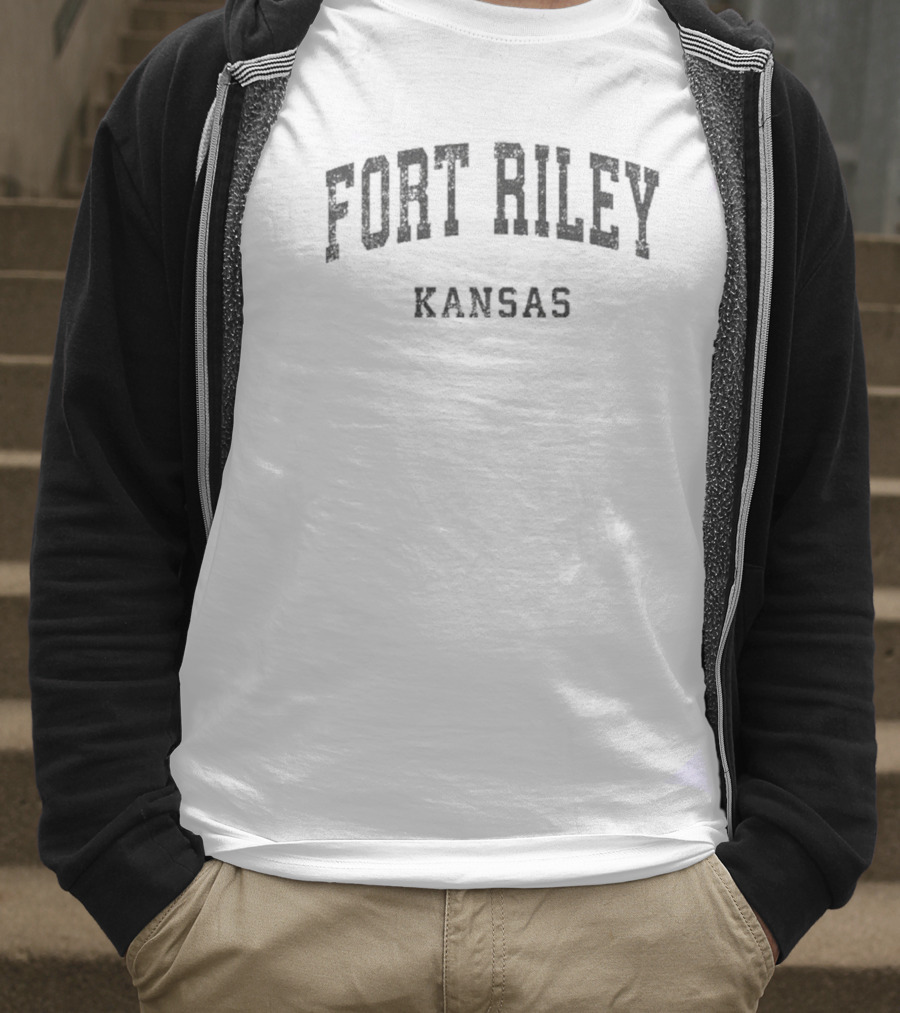 Fort Riley Kansas Arched Text T-Shirt