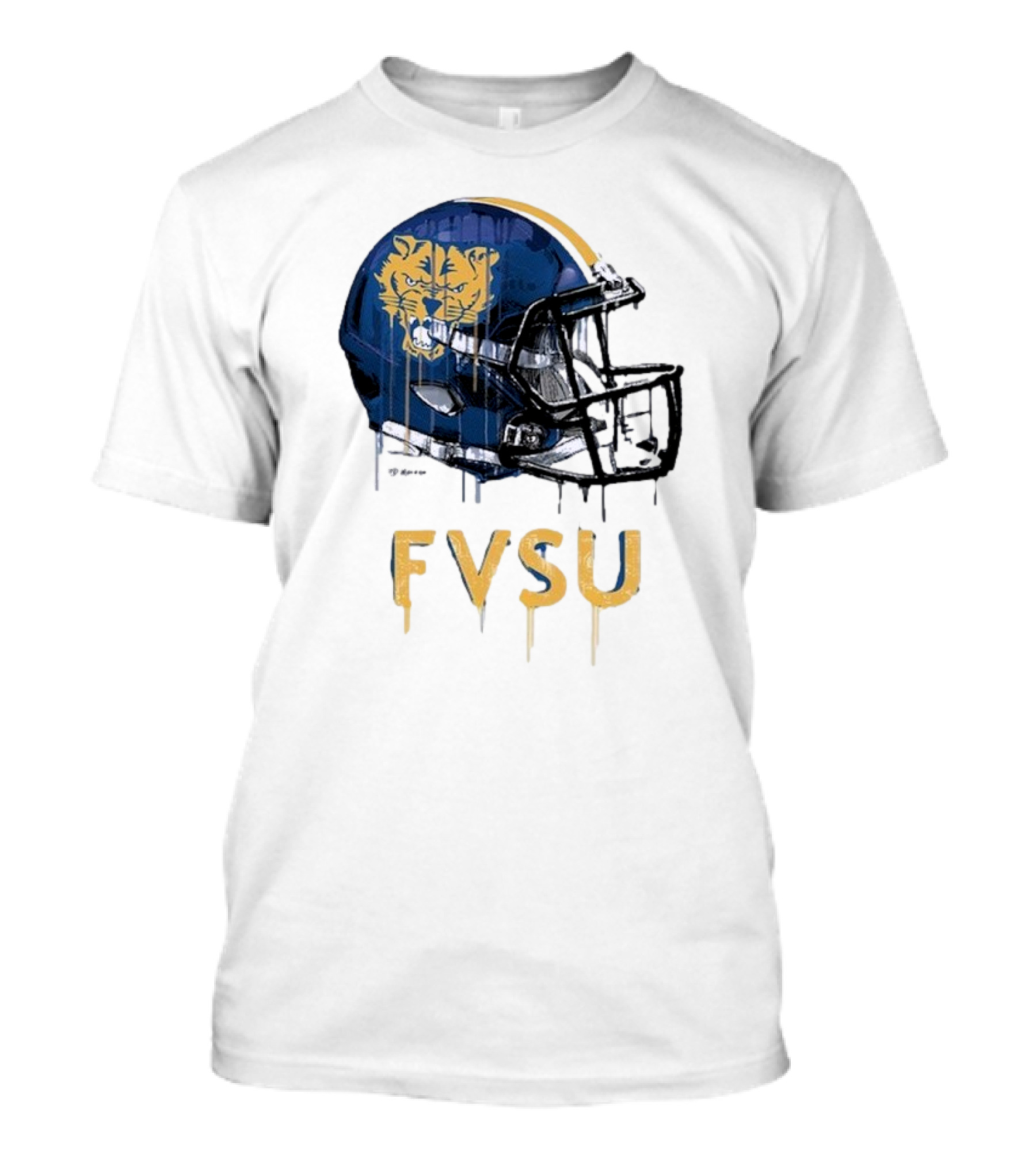 FVSU Wildcats Dripping Helmet Football T-Shirt