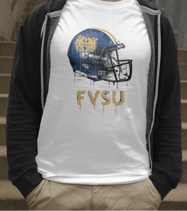 FVSU Wildcats Dripping Helmet Football T-Shirt