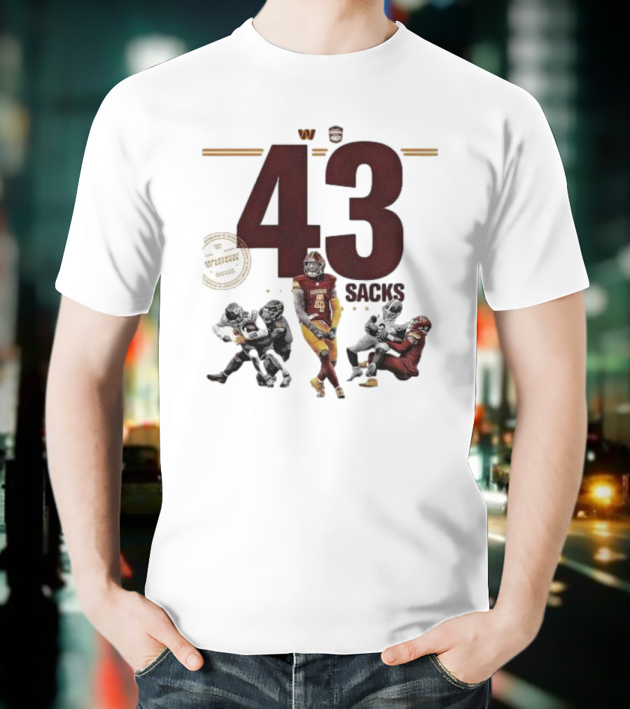 Frankie Luvu 43 Regular Season Sacks Football Action Washington Redskins T-Shirt