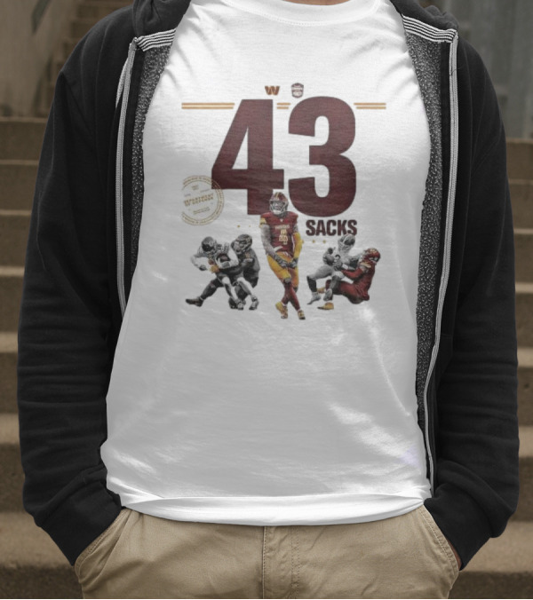 Frankie Luvu 43 Regular Season Sacks Football Action Washington Redskins T-Shirt