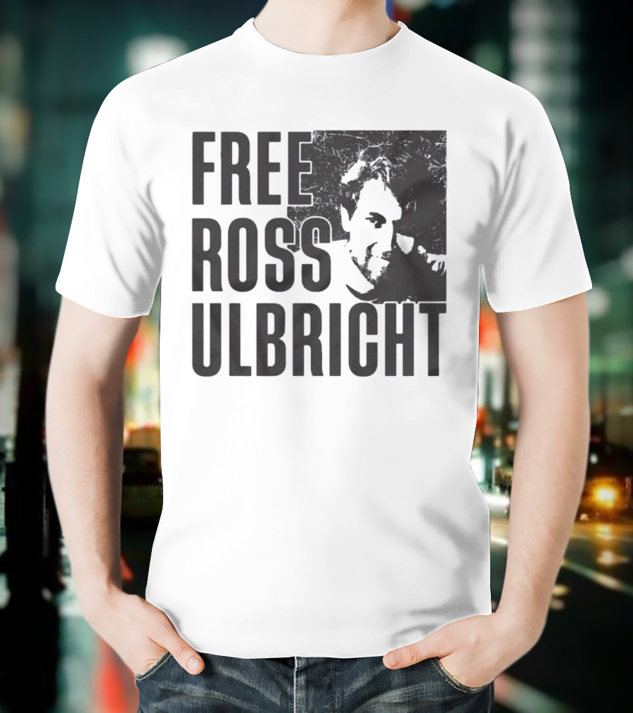 Free Ross Ulbricht Text With Distressed Face Graphic T-Shirt