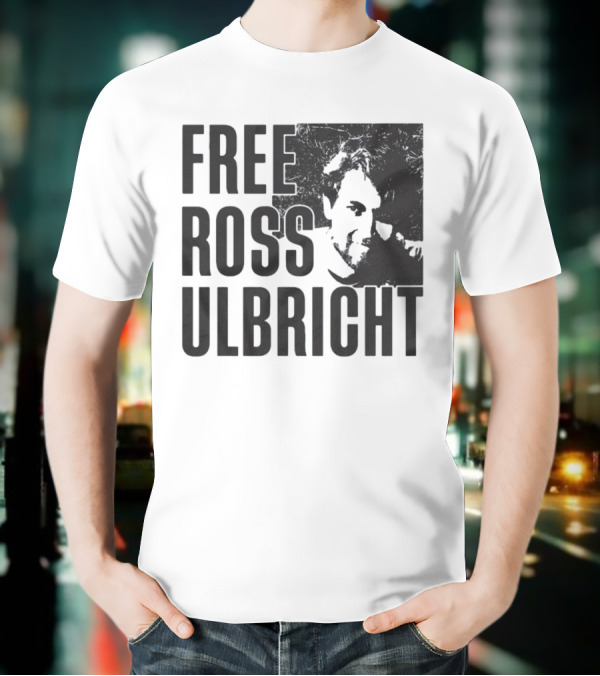 Free Ross Ulbricht Text With Distressed Face Graphic T-Shirt