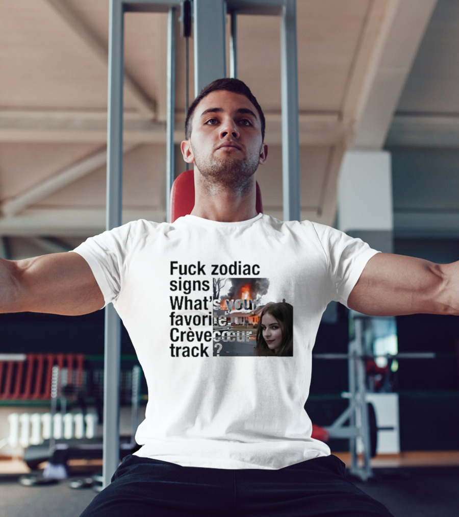 Crèvecoeur Track Favorite With Burning House Background And Girl Smirking T-Shirt