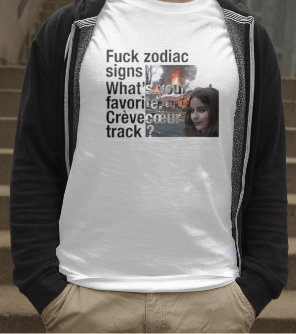 Crèvecoeur Track Favorite With Burning House Background And Girl Smirking T-Shirt