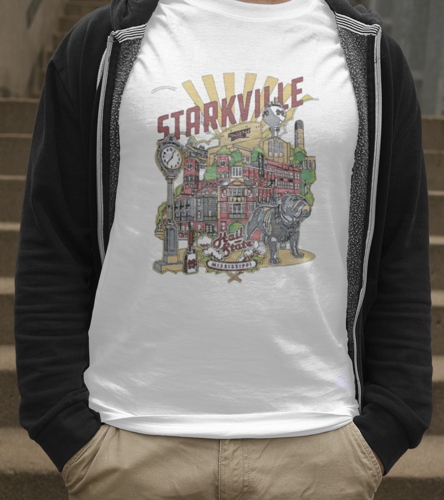 Starkville Mississippi State Hail State Bulldog Tower Vintage Style T-Shirt