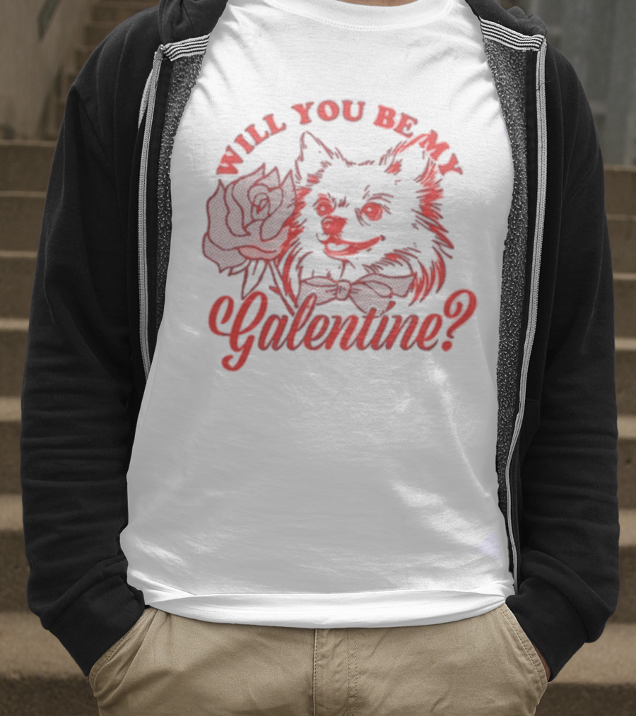 Will You Be My Galentine Hatchi Rose Dog Bow Tie T-Shirt