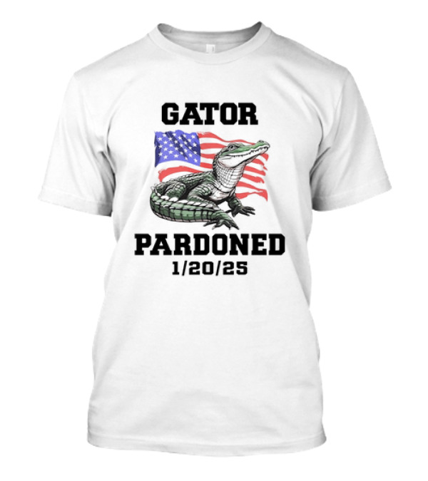 Gator Pardoned 1 20 25 USA Flag American Alligator T-Shirt