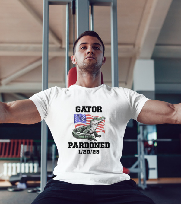Gator Pardoned 1 20 25 USA Flag American Alligator T-Shirt