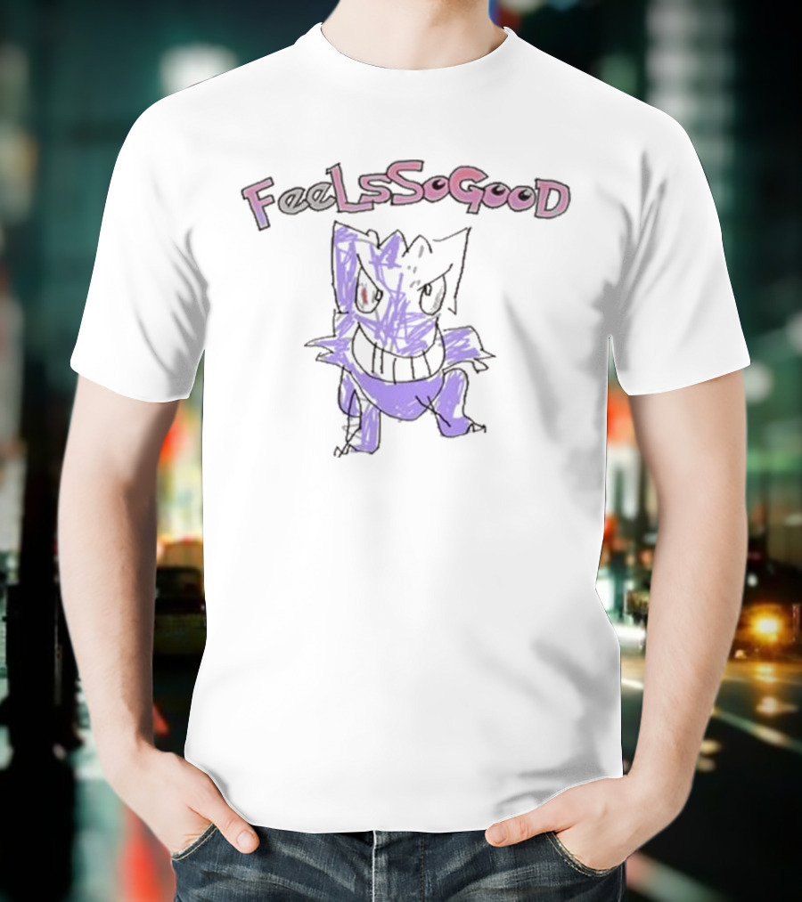 Gengar Feels So Good Pokemon Sketch Art Style T-Shirt