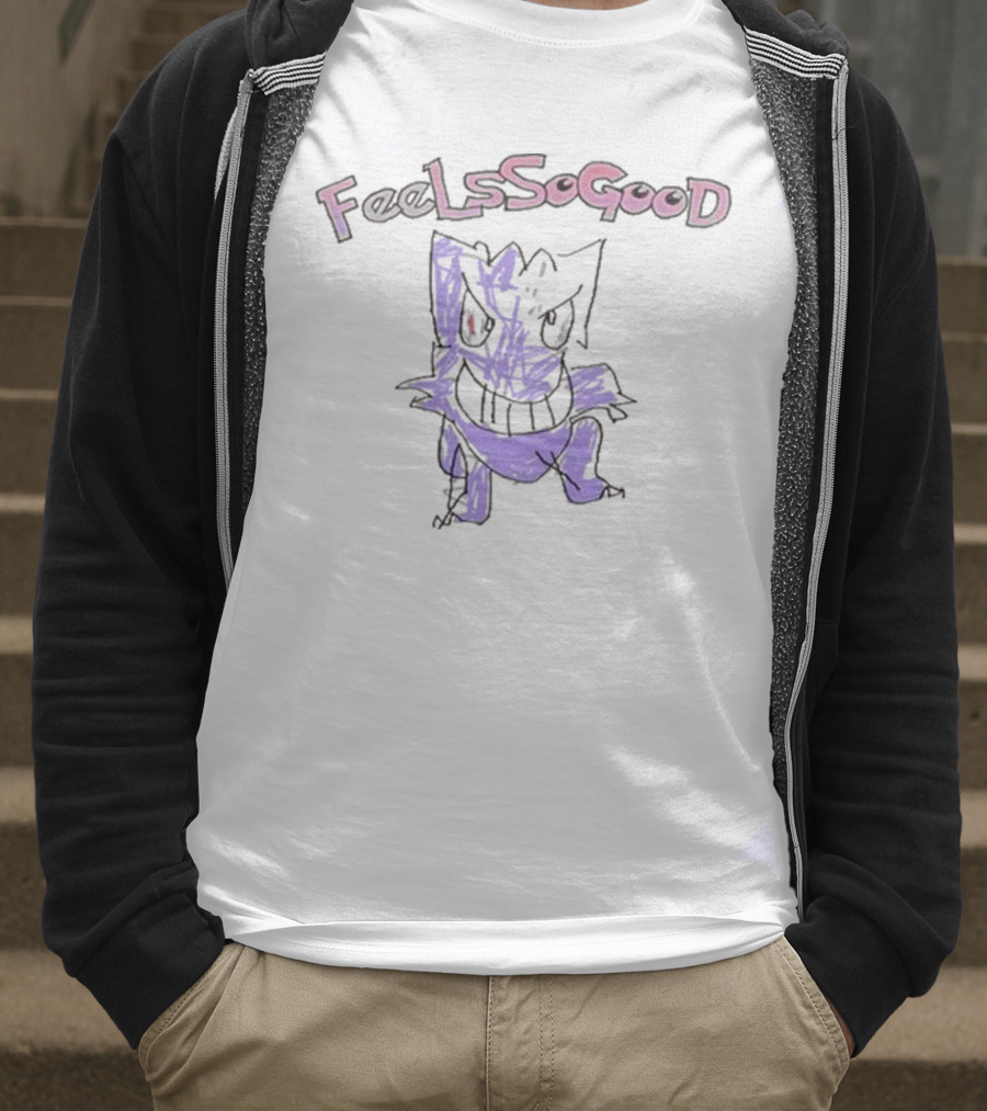 Gengar Feels So Good Pokemon Sketch Art Style T-Shirt