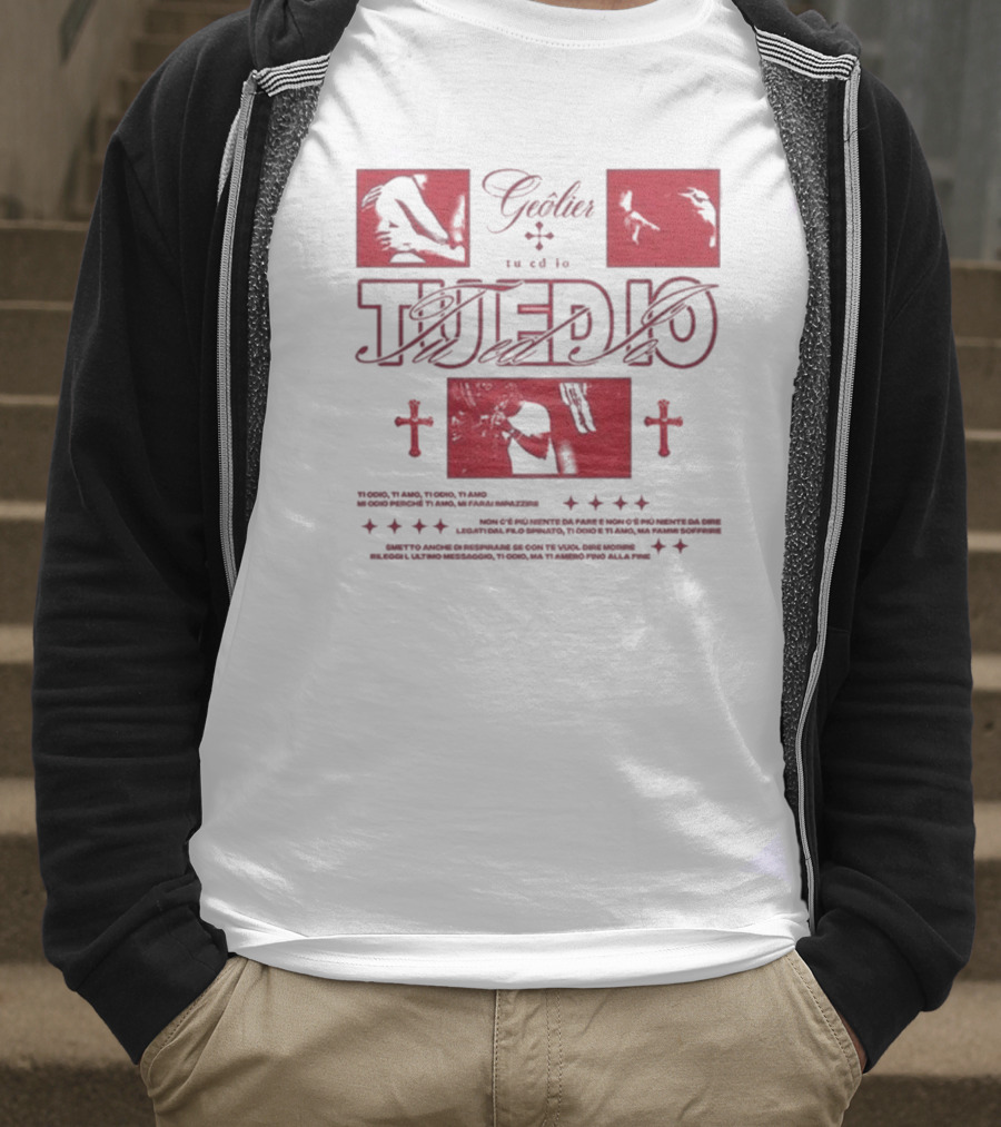 Tu Ed Io Geolier Iconic Visual Elements And Text T-Shirt