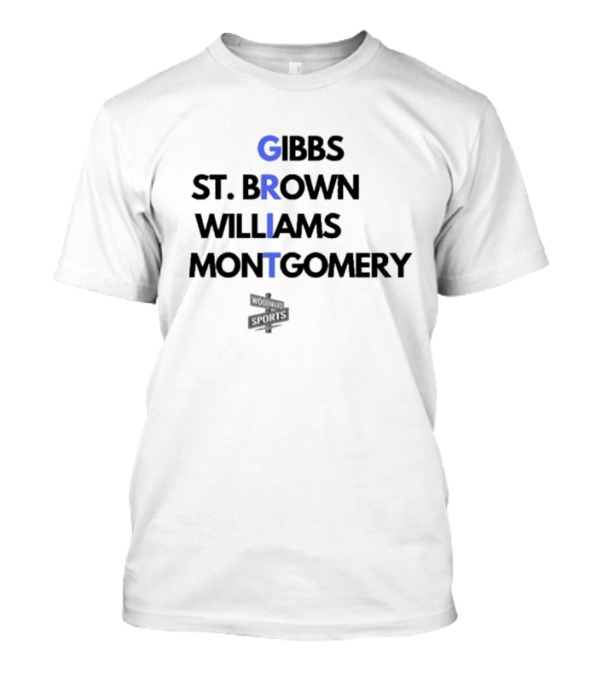 Gibbs St Brown Williams Montgomery GRIT Football Names T-Shirt