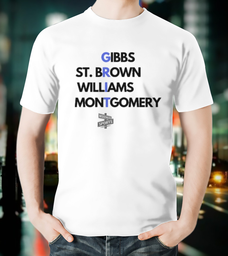 Gibbs St Brown Williams Montgomery GRIT Football Names T-Shirt