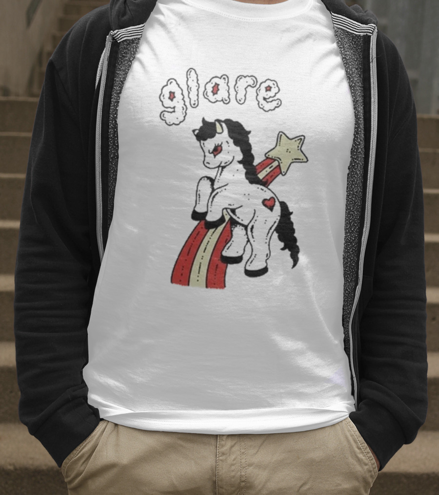 Glare Unicorn Heart Rainbow Star Ringer T-Shirt
